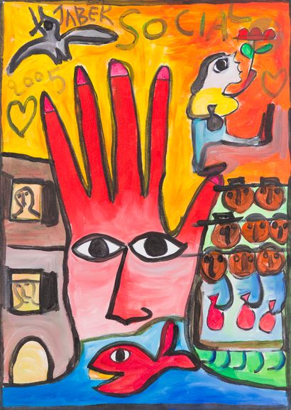 null JABER (1938-2021
)The Red Hand, 2005Acrylic
on canvas.
Signed and dated in the...