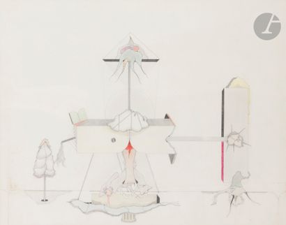 null Jorge CAMACHO [cubain] (1934-2011)
Composition surréaliste, 1970
Crayons de...