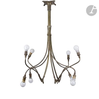 null ABEL LANDRY (1871-1923) FOR THE MODERN HOUSE 
Rare suspension with 8 lights.
Proof...