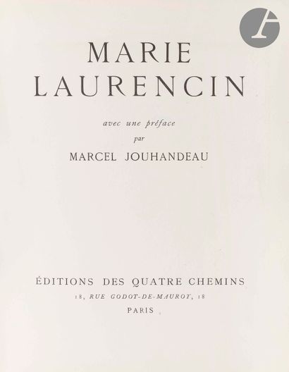 null LAURENCIN (Marie).
Marie Laurencin avec une préface par Marcel Jouhandeau.
Paris...