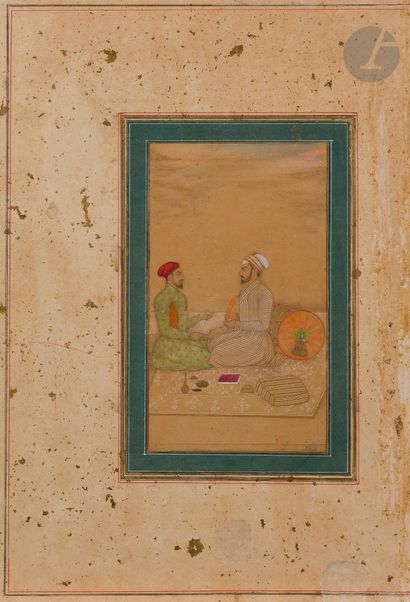 null Conversation between two notables, India, Delhi, reign of Muhammad Shah, 1st...