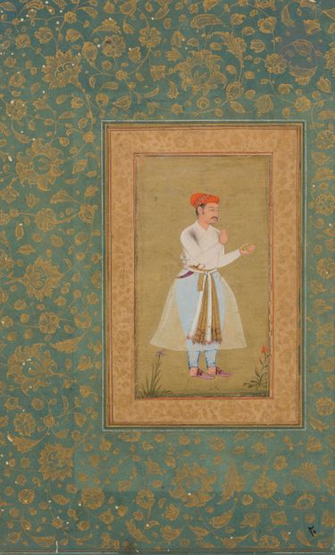 null Portrait de notable, Inde moghole, probablement XVIIIe siècle
Pigments et or...