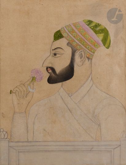 null Portrait présumé de Hanwat Singh en buste, Inde du Nord, Rajasthan, Kishangarh,...