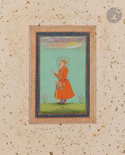 Portrait de l’Empereur Aurangzeb, Inde moghole,...
