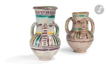 null Two Assili wedding jugs, Tunisia, Tunis, Qallaline, mid-19th and early 20th...
