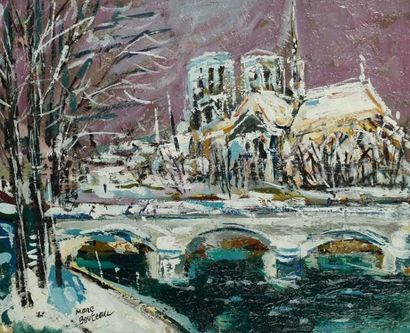 Marc BOUTEAU (né en 1935) Notre-Dame de Paris, vers 1970 Huile sur toile. Signée...