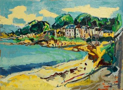 Marc BOUTEAU (né en 1935) Port-Navalo, vers 1973 Huile sur toile. Signée en bas à...