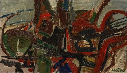 Marc BOUTEAU (né en 1935) Composition, vers 1967 Huile sur toile. Signée en bas à...