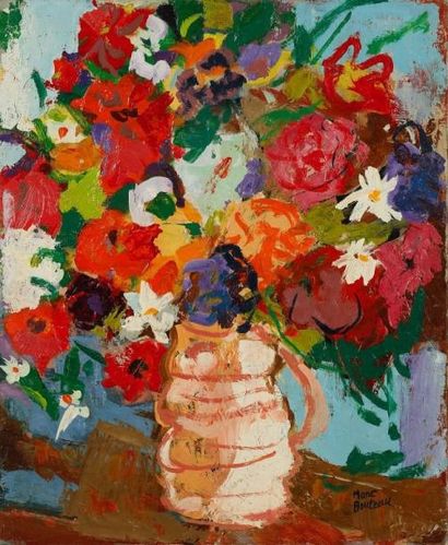 Marc BOUTEAU (né en 1935) Le vase rose, vers 1978 Huile sur toile. Signée en bas...