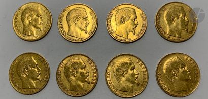 null 8 pièces de 20 Francs en or. Type Napoléeon III Empereur tête nue. 1858 A (4)...