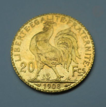 null 1 pièce de 20 Francs en or. Type Coq. 1908