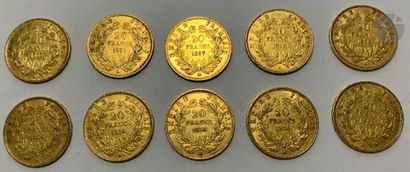 null 10 pièces de 20 Francs en or. Type Napoléon III Empereur tête nue. 1856 A (7)...