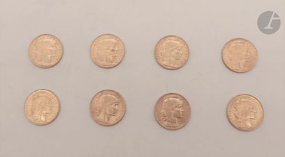 null 8 pièces de 20 Francs en or. Type Coq. 1904 - 1907 - 1908 (3) - 1910 - 1912...