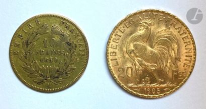 null 2 pièces en or françaises, dans un sachet numéroté 2021-0089. - 1 pièce de 20...