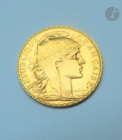 null 1 pièce de 20 Francs en or. Type Coq. 1908