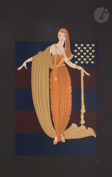 null Romain de Tirtoff dit ERTÉ (1892-1990)
Femme à la robe cuivrée
Sérigraphie sur...