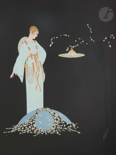 null Romain de Tirtoff dit ERTÉ (1892-1990)
Femme au Kimono
Sérigraphie sur papier...