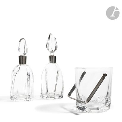null DAUM FRANCE - 3 WORKSTwo
decanters and a Champagne bucket. Proofs in crystal...