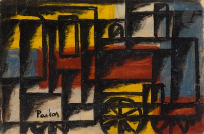 null Manuel PAILÓS BLANCO [uruguayen] 
(1918-2004)
Locomotive, 1950
Huile sur carton.
Signée...
