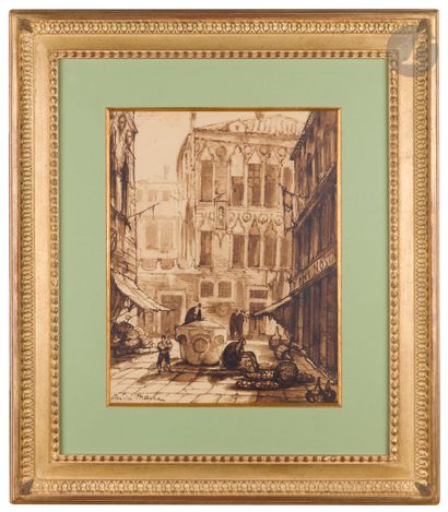 null André MAIRE (1898-1984)
Venice, the market
Ink and ink wash
Signed lower left
36...