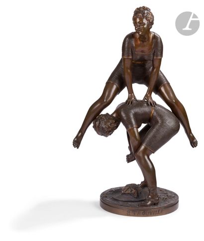 null Ernest Rancoulet (1842-1919)
À Trouville
Groupe en bronze à patine brune
Signé...