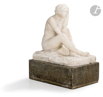 null André Barsotti (XIXe-XXe siècle)
Ève
Statuette en marbre blanc
Signé « A BARSOTTI »...
