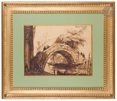 null André MAIRE (1898-1984)
Venice, bridge over the canal
Ink and ink wash
Signed...