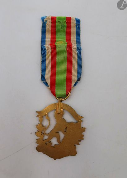 null FRANCE 
INSIGNE DE MEMBRE DE LA FÉDÉRATION DES COMBATTANTS (1870-1871).
En laiton...