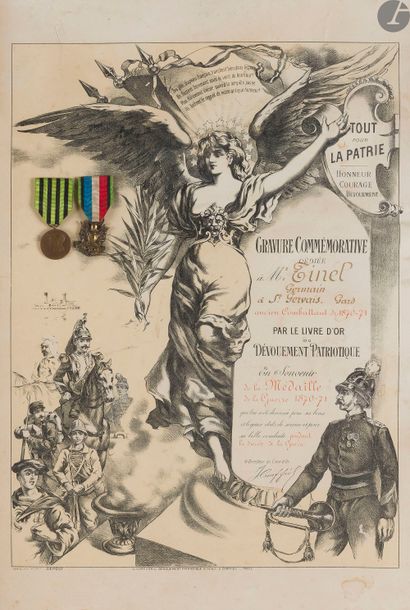 null FRANCE – GUERRE DE 1870
Quatre encadrés : 
- médaille commémorative de 1870....