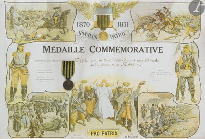 null FRANCE - WAR OF 1870Four
frames : 
- Commemorative medal of 1870. In bronze....