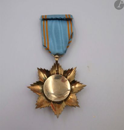 null COMORES
ORDRE DE L’ÉTOILE D’ANJOUAN, créé en 1874. 
Étoile d’officier en vermeil...