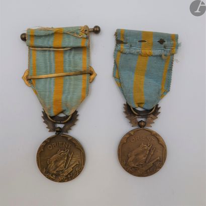 null FRANCE 
ORIENTAL MEDAL (1926). 
Two medals in bronze. Punches of the Mint. 
One...