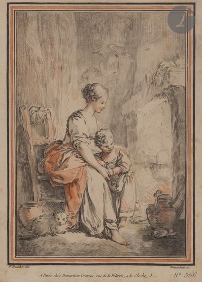 null Gilles Demarteau (1722-1776) 

Woman and her child. Engraving in pencil manner...