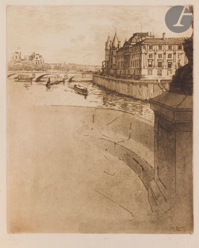  Eugène Béjot (1867-1931) 
Le Palais de Justice. 1900. Eau-forte et aquatinte. 233...
