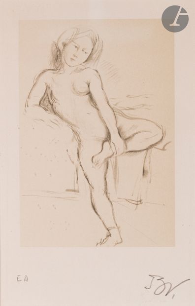 null Balthus (Balthasar Klossowski, dit) (1908-2001) 

Jeune fille accoudée, la jambe...