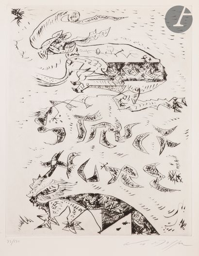 null Various XXth c. 

Lettrist compositions. Around 1970. Etching, drypoint, serigraphy,...