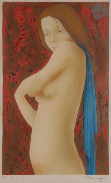 null Alain Bonnefoit (né en 1937) 

Jeune femme nue de trois-quarts. Vers 1980. Lithographie....