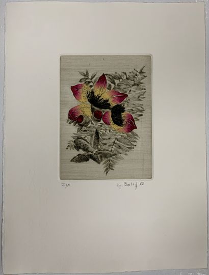 null Yannick Ballif (1927-2009) 

Suite of flowers. 1983. Drypoint and relief engraving....