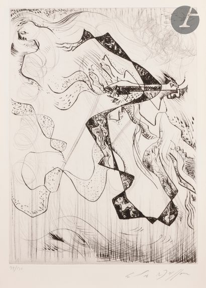 null Various XXth c. 

Lettrist compositions. Around 1970. Etching, drypoint, serigraphy,...