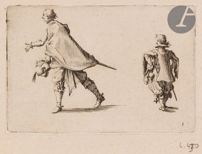 null Jacques Callot (1592-1635) 

Un gentilhomme et son page ; Le Duel à l'épée ;...