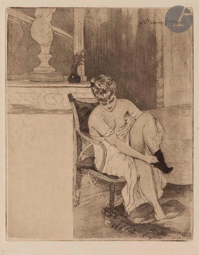 null Adolphe Beaufrère (1876-1960
)Les Bas. 1906. Etching, soft varnish and aquatint....