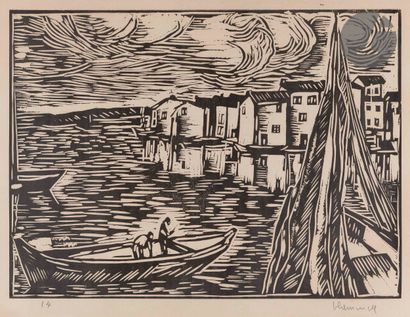 null Maurice de Vlaminck (1876-1958)
Le Port de Martigues. Vers 1907. Bois gravé....