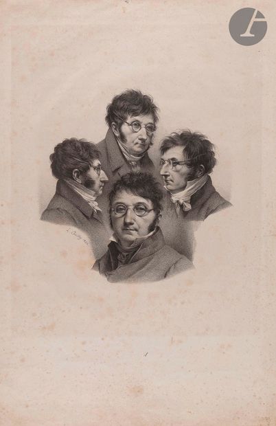 null Louis Boilly (1761-1845
)Four portraits of the author on the same plate. 1832....