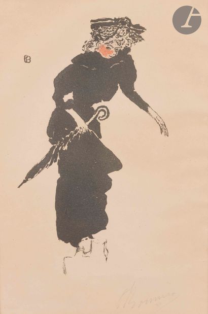 null Pierre Bonnard (1867-1947
)Woman with an umbrella. 1895. Lithograph. 125 x 220...