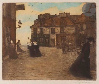 null *Eugène Delâtre (1864-1938)
La Rue du Mont-Cenis, place Saint-Pierre. 1891....
