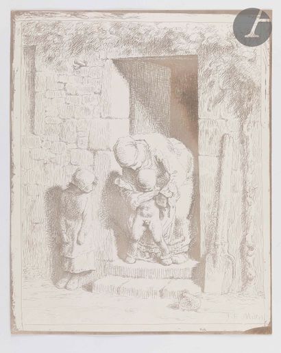 null Jean-François Millet (1814-1875)
La Précaution maternelle. Vers 1862. Cliché-verre....