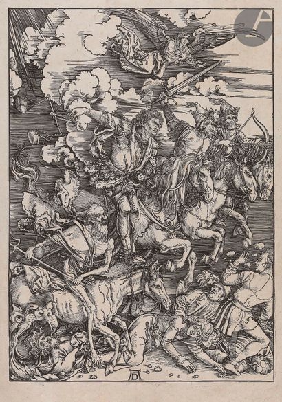 null Albrecht Dürer (1471-1528) (d’après)
Les Quatre cavaliers de l’Apocalypse. Eau-forte...