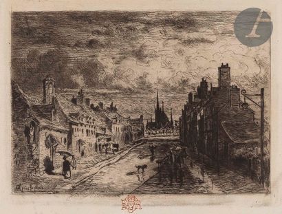 null Félix Buhot (1847-1898
)My little town (1st plate). 1872. Etching, drypoint...