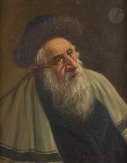 null Konstantin SZEWCZENKO (1915-1991) 
Portrait de rabbin aux lunettes 
Huile sur...