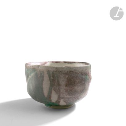 null Georges SYBESMA (France, born 1960) 
Porcelain bowl with pink, turquoise and...